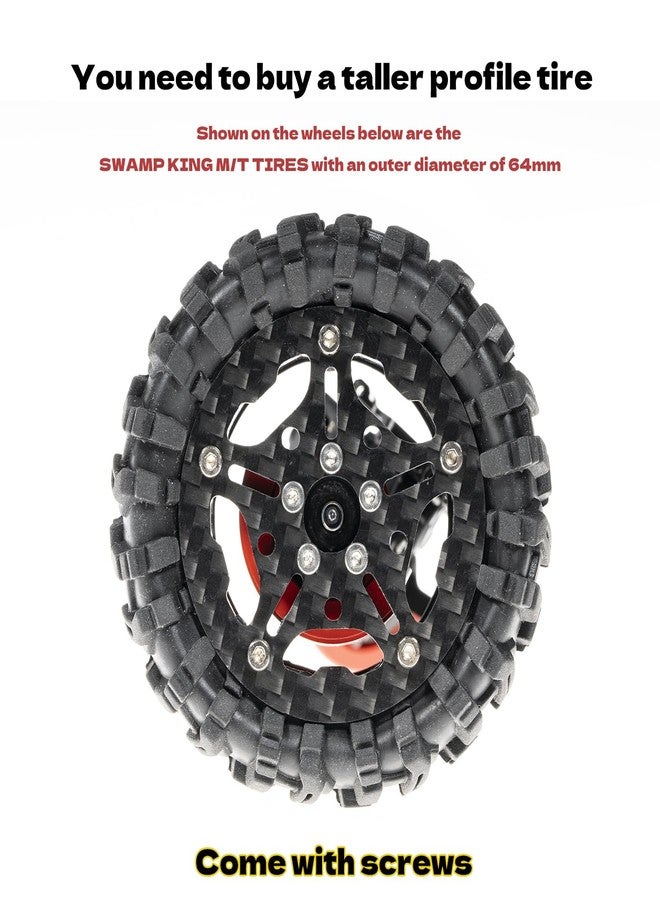 RampCrab 1.8" (46mm) Super Wheels, Carbon Fibre Beadlock Wheels, fit fot SCX24, TRX4M, FCX24, FCX24M, CR18P, Style H - Image 5